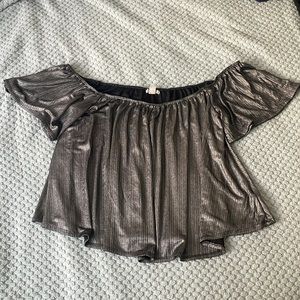 Flowy Chrome Off The Shoulder Blouse